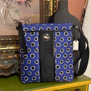 Coach Blue and Black Crossbody Bag with Bag Scarf